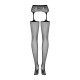 Сетчатые чулки-стокинги с кружевным поясом Obsessive Garter stockings S307 черные S/M/L