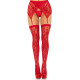 Чулки Leg Avenue Leg Avenue Lace thigh highs & garterbelt Red One Size