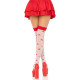 Чулки Leg Avenue Polka Dot Mushroom Thigh Highs, One Size, бело-красные, на резинке, рисунок — грибы