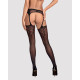 Сетчатые чулки-стокинги со стрелкой Obsessive Garter stockings S314 черные S/M/L