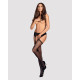 Сетчатые чулки-стокинги со стрелкой Obsessive Garter stockings S314 черные S/M/L