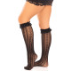 Гольфи ажурні Leg Avenue Sweetheart Ruffle Cuff Knee Highs, чорні, з рюшами, малюнок-сердечка