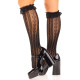 Гольфи ажурні Leg Avenue Sweetheart Ruffle Cuff Knee Highs, чорні, з рюшами, малюнок-сердечка