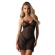 Пеньюар Obsessive Novenes chemise & thong, M/L, облегающий, прозрачный, со стрепами, стринги в компл