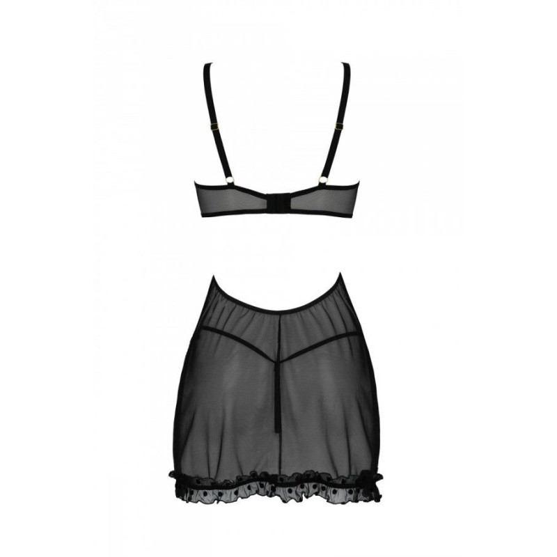 Эротический пеньюар Passion MARINA CHEMISE, S/M, black