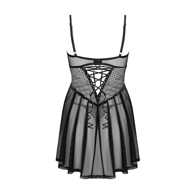 Эротический комплект Obsessive Chemeris babydoll & thong XL/2XL, пеньюар и стринги