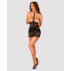 Полупрозрачная рубашка с открытой грудью Obsessive Lacrisia chemise черная XS/S
