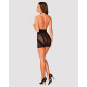 Полупрозрачная рубашка с открытой грудью Obsessive Lacrisia chemise черная XS/S