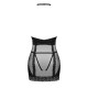 Полупрозрачная рубашка с открытой грудью Obsessive Lacrisia chemise черная XS/S