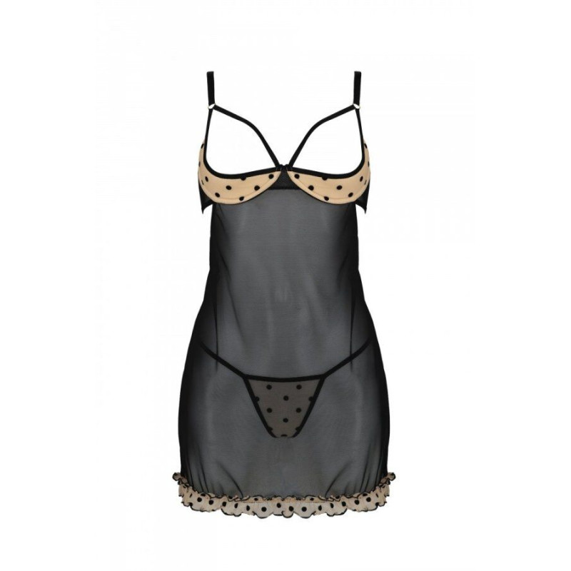 Эротический пеньюар Passion MARINA CHEMISE, XXL/XXXL, beige