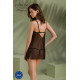 Пеньюар Passion DROSERA CHEMISE black, XXL/XXXL, кружевной лиф со стрепами, трусики в комплекте