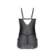 Пеньюар Passion DROSERA CHEMISE black, XXL/XXXL, кружевной лиф со стрепами, трусики в комплекте