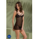 Пеньюар Passion DROSERA CHEMISE black, XXL/XXXL, кружевной лиф со стрепами, трусики в комплекте