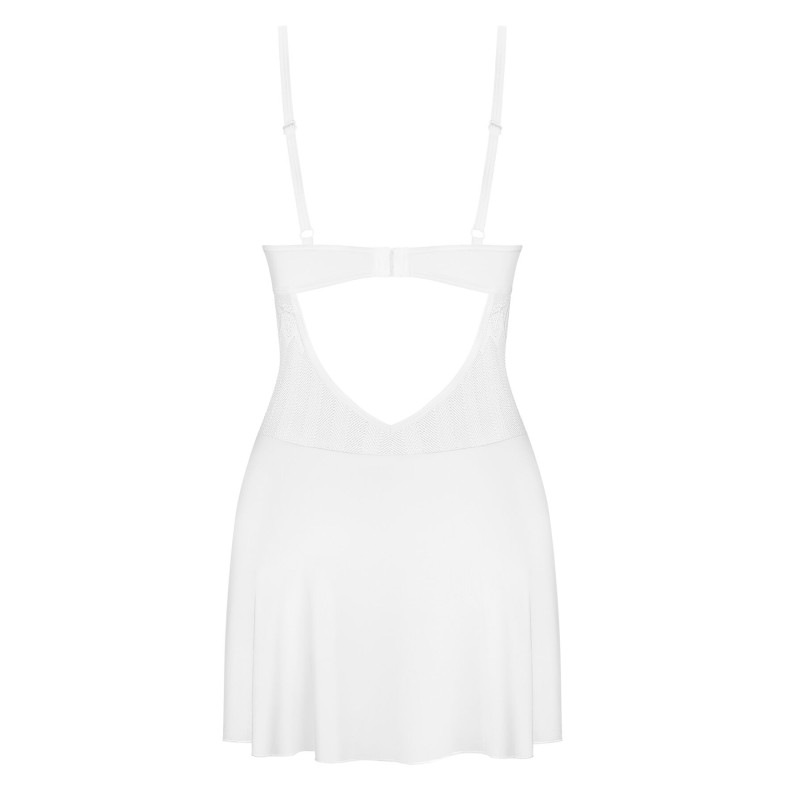 Пеньюар Obsessive Alissium chemise & thong, M/L, кружевной лиф, стринги в комплекте