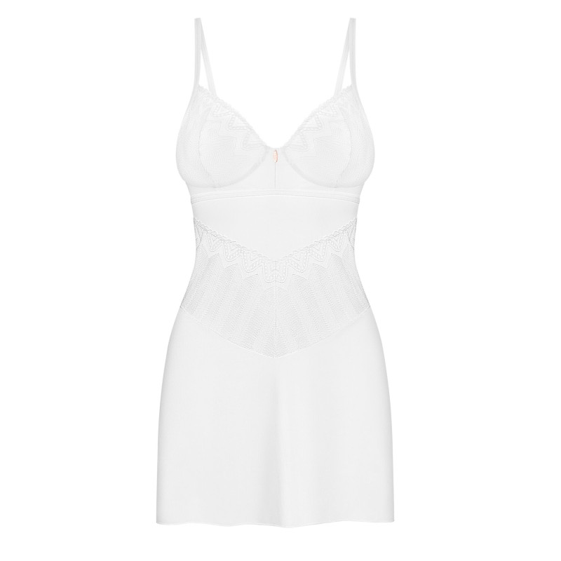 Пеньюар Obsessive Alissium chemise & thong, M/L, кружевной лиф, стринги в комплекте