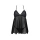 Пеньюар Passion KERRIA CHEMISE black, L/XL, кружевной верх, трусики в комплекте