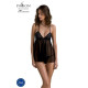 Пеньюар Passion KERRIA CHEMISE black, L/XL, кружевной верх, трусики в комплекте