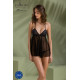 Пеньюар Passion KERRIA CHEMISE black, L/XL, кружевной верх, трусики в комплекте