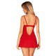 Пеньюар Obsessive Ingridia chemise & thong M/L, красный, сорочка, стринги