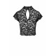 Топ Noir Handmade F303 Essence, 3XL, black, кружевной, короткий рукав, воротник-стойка