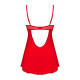 Пеньюар Obsessive Ingridia chemise & thong M/L, красный, сорочка, стринги