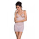 Сорочка з вирізами на грудях + стринги Passion LOVELIA CHEMISE white XXL/XXXL