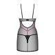 Пеньюар Obsessive Novenes chemise & thong, XL/2XL, облегающий, прозрачный, со стрепами, стринги в ко