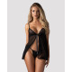 Сорочка беби-долл Obsessive Blomentis babydoll & thong, M/L, кружевной лиф, стринги в комплекте