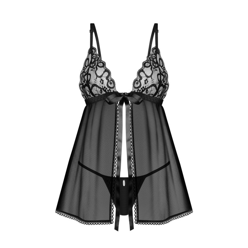 Сорочка беби-долл Obsessive Blomentis babydoll & thong, M/L, кружевной лиф, стринги в комплекте