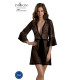 Пеньюар Passion LEAFA PEIGNOIR black S/M, длина чуть выше колена, широкие рукава, завязывается на пояс