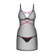 Пеньюар Obsessive Novenes chemise & thong, XS/S, облегающий, прозрачный, со стрепами, стринги в комп