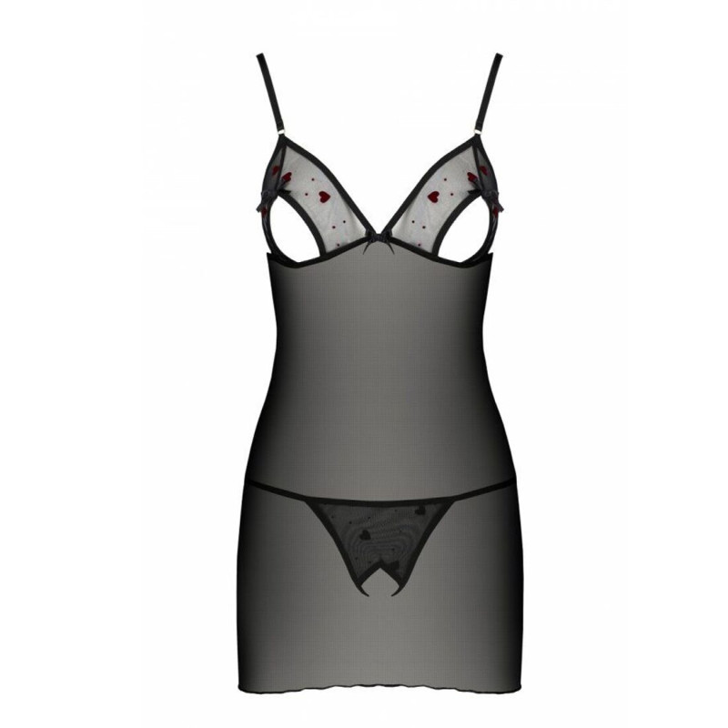 Рубашка с вырезами на груди + стринги Passion LOVELIA CHEMISE black S/M