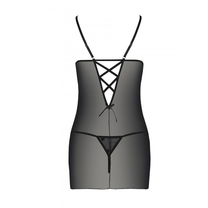 Рубашка с вырезами на груди + стринги Passion LOVELIA CHEMISE black S/M