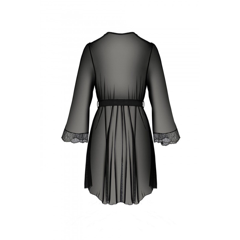 Пеньюар Passion AMBERLY PEIGNOIR black, L/XL, пояс в комплекте