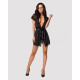 Сатиновый открытый пеньюар на поясе Obsessive 810-PEI–1 peignoir black черный S/M