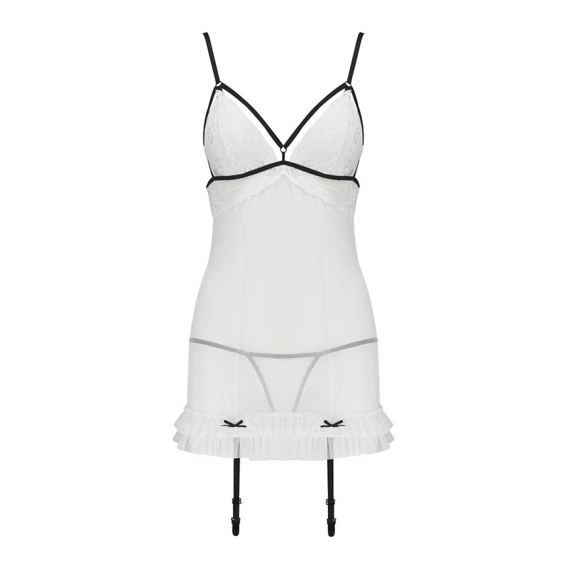 Рубашка прозрачная с пажами Passion ORIHIME CHEMISE white S/M