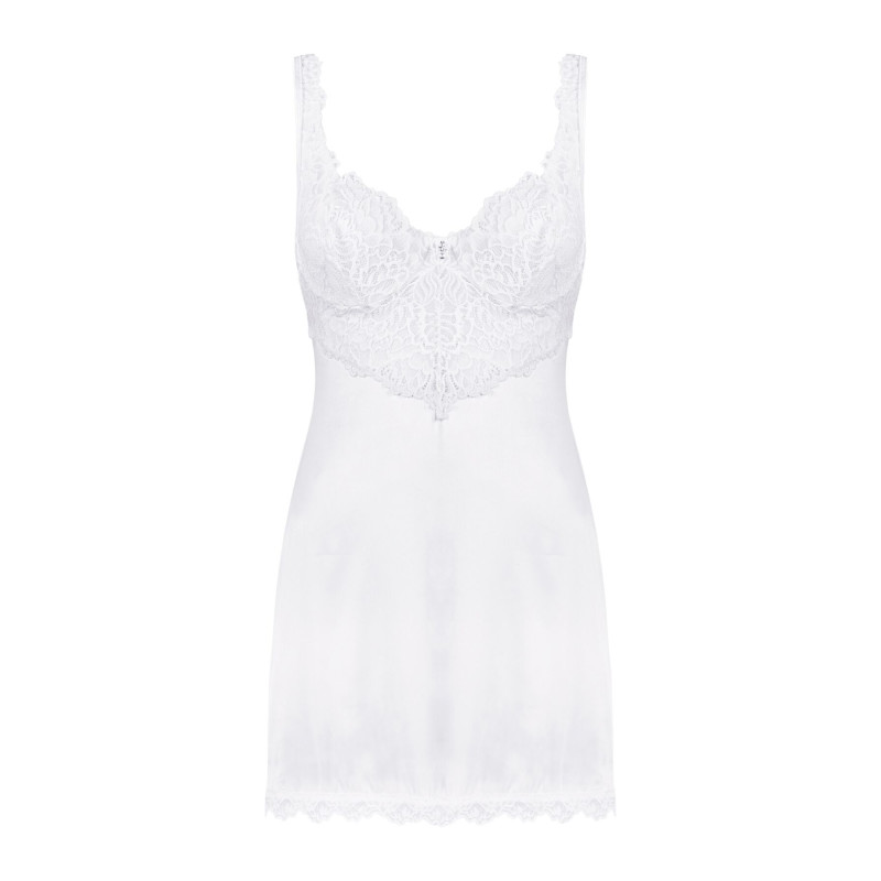 Сорочка Obsessive Amor Blanco underwire chemise & thong white S/M