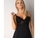 Сатиновий пеньюар із мереживом Obsessive 810-BAB-1 babydoll & thong чорний S/M