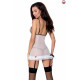 Сорочка прозрачная с пажами Passion ORIHIME CHEMISE Белая L/XL