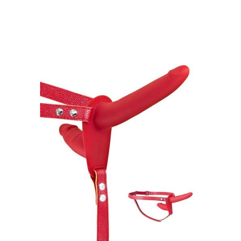 Подвійний страпон Fetish Tentation Strap-On with Double Dildo Червоний