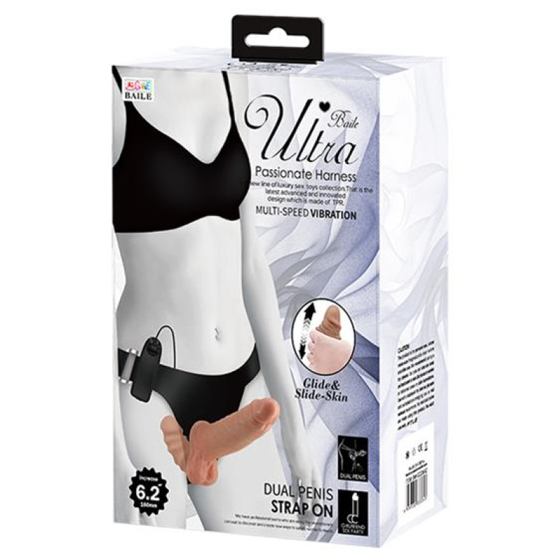 Страпон - Ultra Vibrating Dual Penis Strap On 6.2"