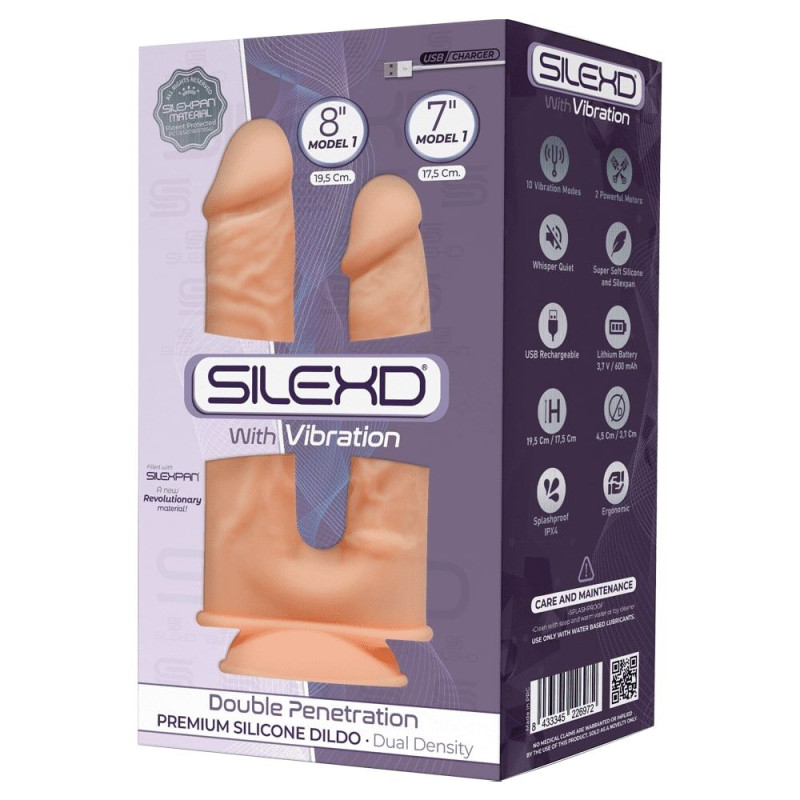 Фаллоимитатор двойной с вибрацией SilexD Double Gusto Flesh Motor (Model 1 size 8&7), двухслойный