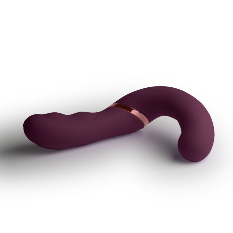 Подвійний вібратор Rocks Off Gemini Burgundy, 2 мотори, по 10 режимів, змінне положення ручки