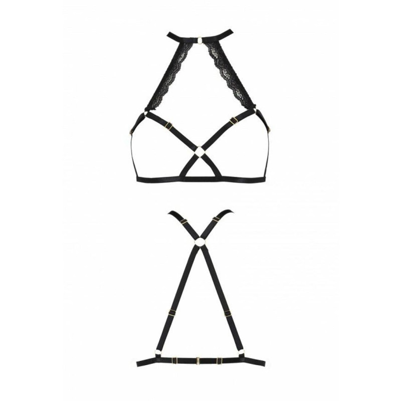 Портупея со стрепом с кружевом Passion Exclusive Lorry Bra black L/XL