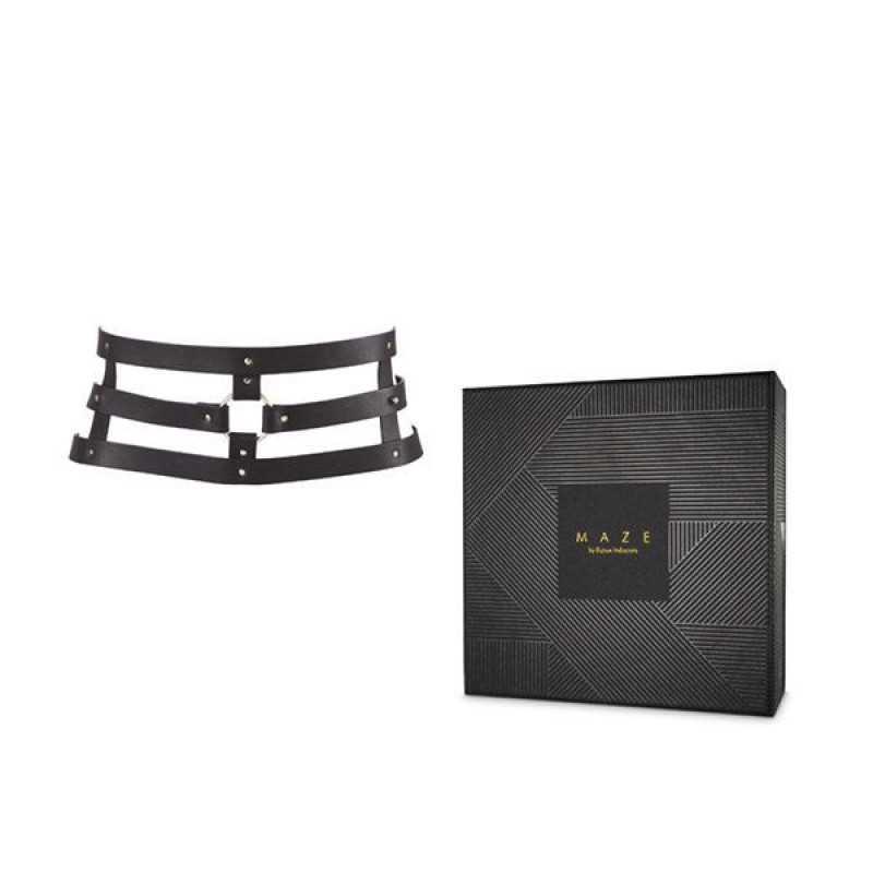 Портупея-пояс Bijoux Indiscrets MAZE Wide Belt and Restraints Черная