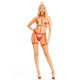 Портупея з чокером і гартери Leg Avenue 2PC Vegan Leather Nurse Harness Teddy and Headband Red M