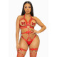 Портупея-тедди из ремней Leg Avenue Studded O-ring harness teddy Red S