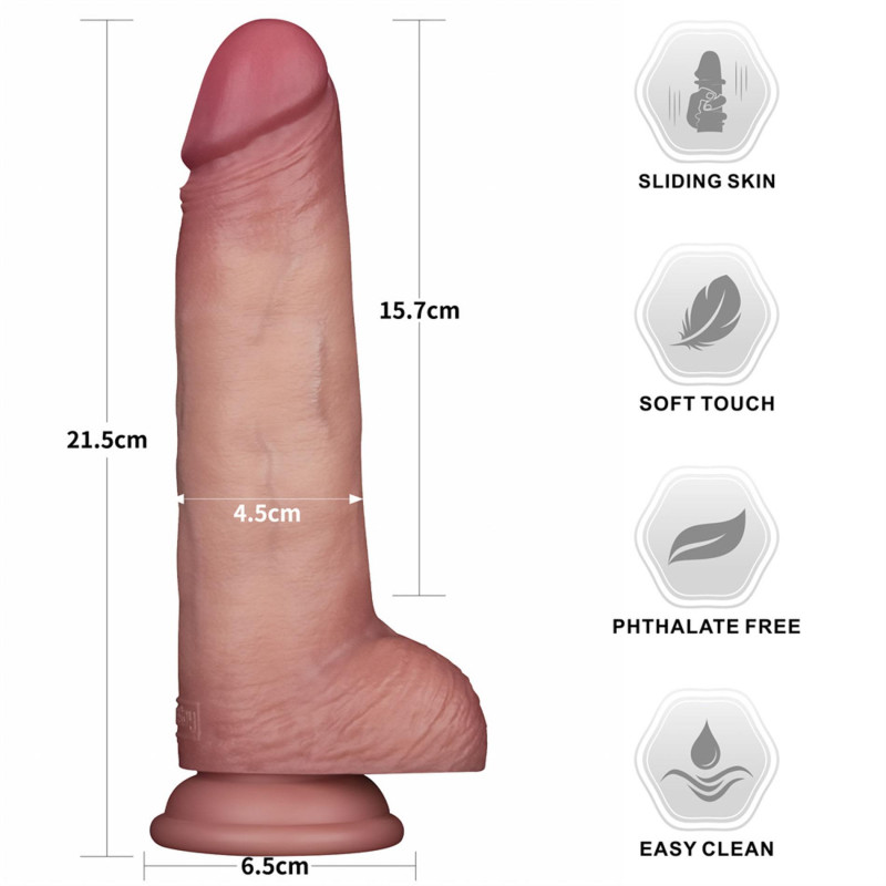 Фалоімітатор LoveToy Sliding Skin Pro II Dual Layer Silicone Dong 8.5 Flesh