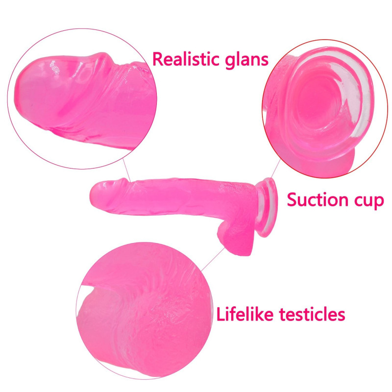 Фалоімітатор з мошонкою LoveToy Jelly Studs Crystal Dildo Large 8 Pink