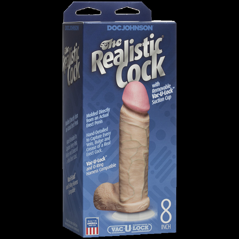 Фаллоимитатор Doc Johnson The Realistic Cock 8 inch White - PVC, Vack-U-Lock, диаметр 5,1 см